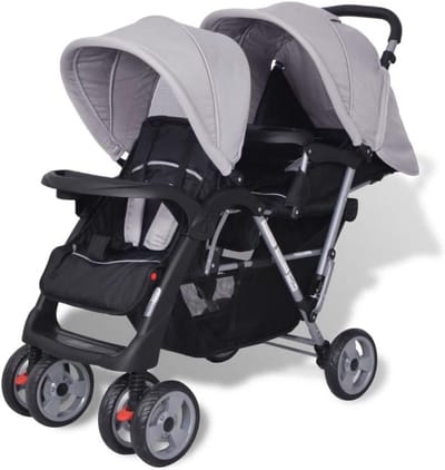 Opvouwbare kinderwagen voor tweelingen en broers en zussen – Lichtgewicht buggy voor 1-2 kinderen tot 15 kg