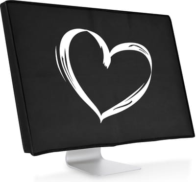 kwmobile beschermhoes monitor geschikt voor 24-26" Monitor - Computerscherm cover - Computer accessoires - PC scherm hoes in wit / zwart - Brushed Hart design