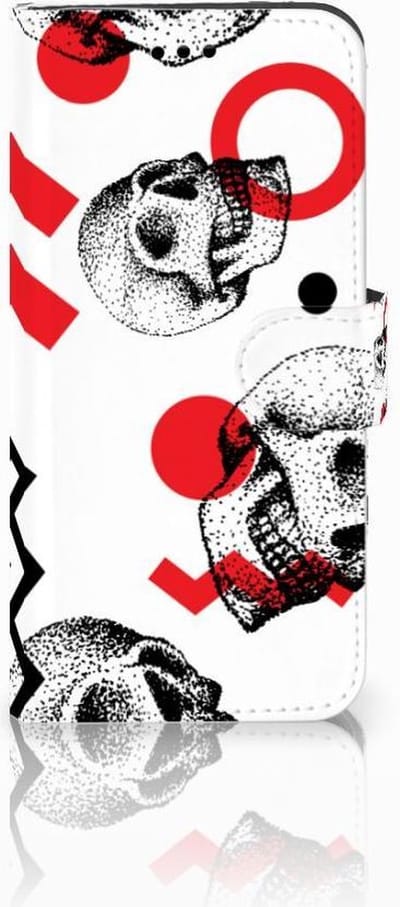 Book Case voor Telefoonhoesje met Naam Huawei P10 Lite Skull Red