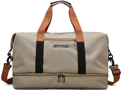 Weekendtas Handbagagetas khaki - Reistas Sporttas - 30L - Met schoenenvak en nat-droog scheiding