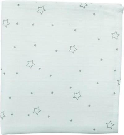 Domiva 1300535 Maxi-wikkeldoek, bamboe, sterren, grijs, wit, 120 x 120 cm