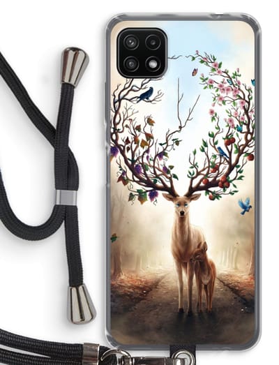 Case Company® - Hoesje met koord geschikt voor Samsung Galaxy A22 5G hoesje met Koord - Seasons Change - Telefoonhoesje met Zwart Koord - Bescherming aan alle Kanten en Over de Schermrand