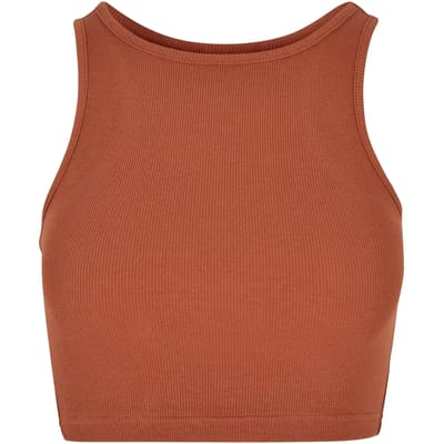 Urban Classics Cropped Rib Dames Top - bruin - XL