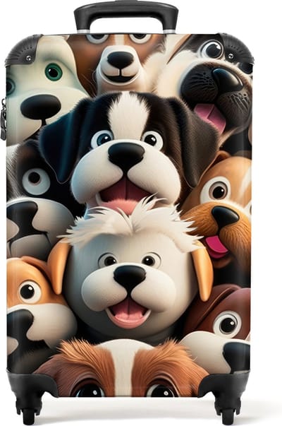 NoBoringSuitcases.com® - Kinder reiskoffer met honden - Trolley koffer kinderen - 55x35x25