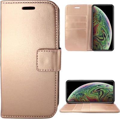 Kunstlederen Hoesje Wallet geschikt voor Apple iPhone Xs Max Rose Goud - Book Case Cover van iCall