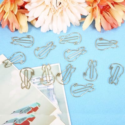 Dailygoods- Paperclips Katvormig 12 Stuks - Uniek Ontwerp - Duurzaam Metaal - Multifunctioneel - 3x2 cm - Lange Levensduur - Clips
