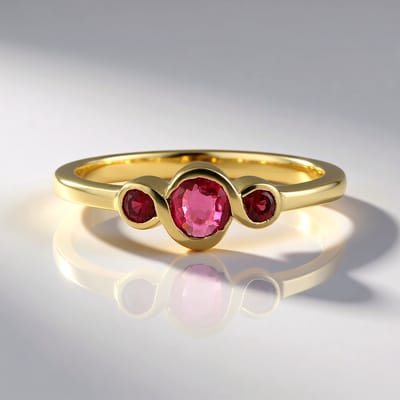 Cavill - Gouden Ring 9K met roze ovale spinel en rode spinellen totaal 0,53 ct - Elegant ontwerp - Ringmaat 20