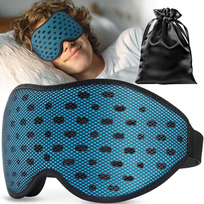 SnelShoppen - Ademend Slaapmasker voor Dames en Heren, 2025 Editie, 100% Ondoorzichtig, Ultralicht 3D Slaapbril met Opbergtas voor Vliegtuig en Nacht,