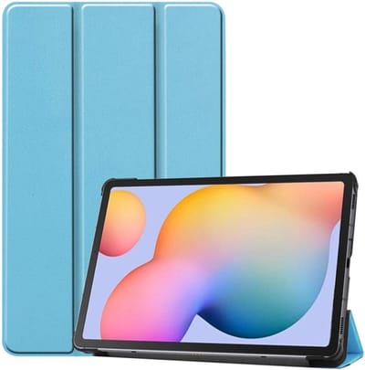 Hoesje Geschikt Voor Samsung Galaxy Tab S6 Lite Hoes Licht Blauw Smart cover 2024 - Hoesje Geschikt Voor Samsung Galaxy Tab S6 Lite 2022 Hoes - tri-fold Bookcase Hoes Cover - Tab S6 lite hoes