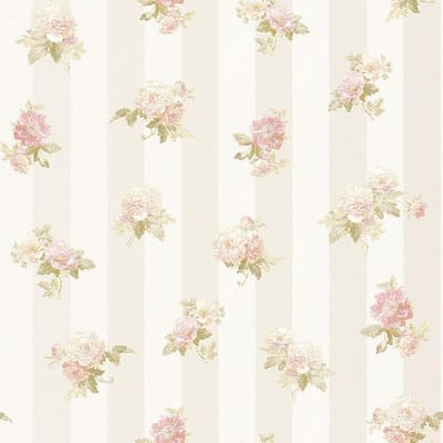 Bloemen Behang Crème Roze met Glitter – A.S. Création Romantica 30447-1 – Romantisch Vliesbehang