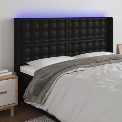vidaXL - Hoofdbord - LED - 183x16x118/128 - cm - kunstleer - zwart
