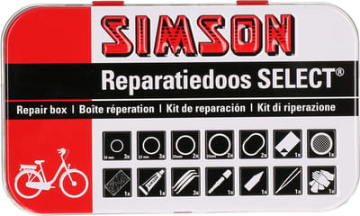 Simson fietsband reparatieset select - banden plakset - lekke band - onderweg