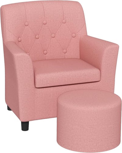 Luxe Kinderfauteuil met Voetenbankje Roze - Comfortabele Zachte Zitbank voor Peuters