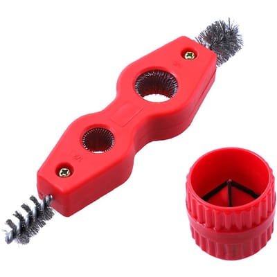 Ensemble de nettoyeur et d'alésoir de tuyaux en cuivre 4 en 1, tube de polissage, outil de chanfrein, Tube intérieur/extérieur rouge