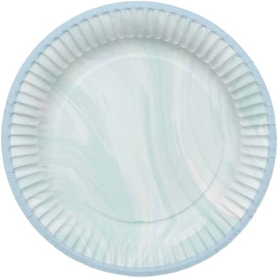 Folat - Borden (papier) - Marmer Blauw 23 cm - 8 stuks