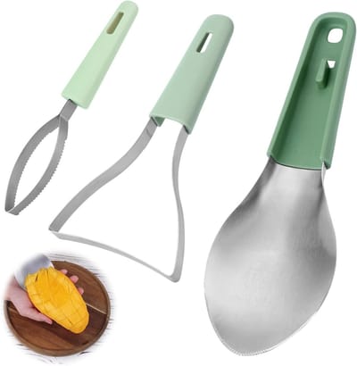 3-in-1 Mango Cutter Tool - RVS Multifunctionele Fruit Snijder, Mango Schiller en Pit Verwijderaar voor Watermeloen, Papaja en Kiwi Keuken Gadgets