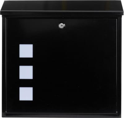 Aire Wall Mounted Galvanized Steel Lockable Weatherproof Mailbox - Black - 37x36x11cm met afneembaar deksel.