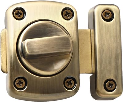 Daity Schuifgrendelslot voor de deur - middelgroot veiligheidsbeslag voor dubbelzijdige draaideuren - oliegepolijst brons - 63 mm x 55 mm