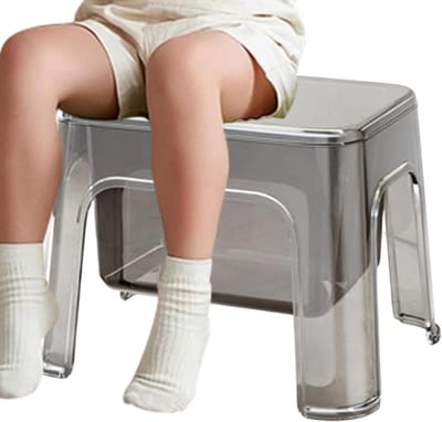 Douchekruk - Badkamerkruk - Comfortabel Zitten - Met Opbergruimte - 25 cm - Transparant