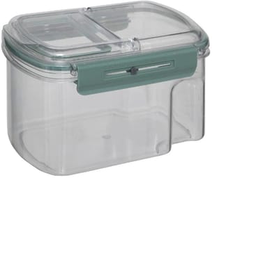 5Five Vershoudbakje met deksel - kunststof - 1x stuks - 1500 ml - met schenktuit - luchtdicht - bewaarbakjes - met clips - 13 x 14 x 12 cm
