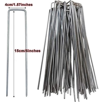 50 stuks U-type Tuinhaakjes Heavy-duty Hekpaaltjes Graszodenpinnen Verzinkte Landschapspaaltjes Prikker voor het Vasthouden van Onkruiddoek Bodembedekking 50pcs gray