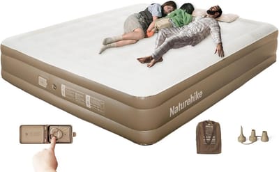 Luchtbed - Opblaasbaar Matras - Kamperen en Logeren - Ingebouwde Pomp - 3 Persoons - Bruin