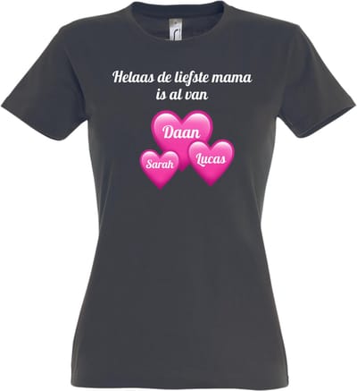 Gepersonaliseerd Moederdag T-shirt hartjes- Maat S - moederdag - mama - gepersonaliseerd