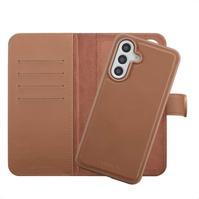 Selencia Hoesje - Geschikt voor Samsung Galaxy A56 (5G) - Olyn Uitneembare Bookcase met Magnetische Ring - Bruin