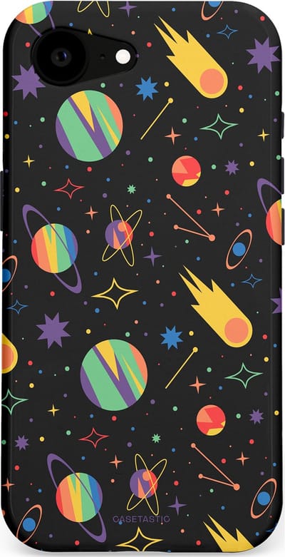 Casetastic Hoesje Geschikt voor Apple iPhone 16e Magsafe - Stijlvolle Beschermende Duo-layer Case - Planeten en meteoren