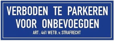 Verboden te parkeren voor onbevoegden sticker - 5x - 20 x 7 cm - parkeerverbod stickers - blauw