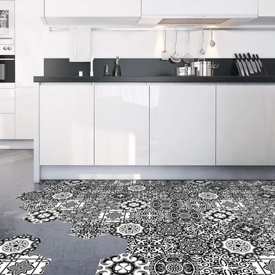 Antislip vloerstickers met beschermlaag - LIVIDIA vloertegels - 60x135cm - 10 zeshoekige stickers 30x26cm