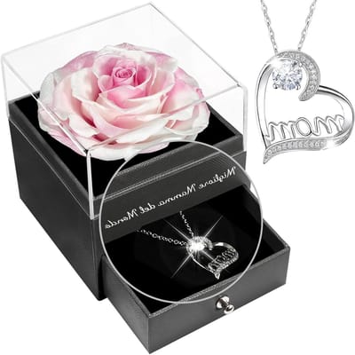Eeuwige Roos - Bewaarde Bloem - Cadeau Geven - Echte Roos - 7.5-8.5 cm - Wit Roze