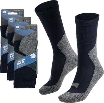 Apollo wandelsokken - blauw - volwassenen - maat 35/38 - Outdoor - Coolmax - Voor intensief gebruik - 3x paar