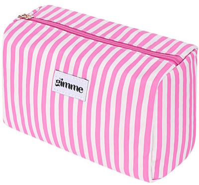 Make-up tasje roze - Make-up etui roze - Toilettasje roze - Make up tasje gestreept - Toilettasje klein - Make-up tasje klein