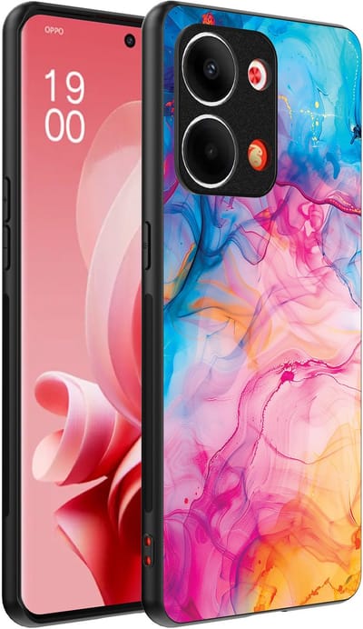 Smartphonica Telefoonhoesje Geschikt voor Oppo Reno 9 / 9 Pro met Regenboog Acryl Marmer Opdruk - TPU Backcover Case Rainbow Acrylic Marble Design geschikt voor Oppo Reno 9;Oppo Reno 9 Pro