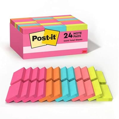 Mini Sticky Notes - 1.5x2 inch, 24 Pads, Kleurrijke en Recyclebare Notities voor Kantoor en Planner