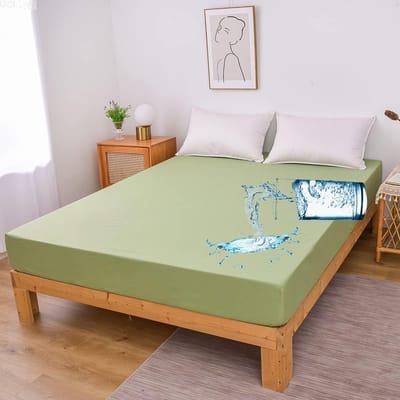 Bamboe Matrasbeschermer 180x200 - Waterdicht - Hypoallergeen - Antibacterieel - Rondom Elastiek - Waterdichte Matras Beschermer - Incontinentie Matrashoes - Matrasbeschermers - Hoeslaken - Molton - 180 x 200 CM - Groen