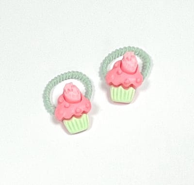 Haarelastiekjes - Cupcakes - 2 Stuks - Groen, roze