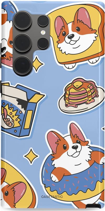 Casetastic Hoesje Geschikt voor Samsung S24 Ultra - Stijlvolle Beschermende Duo-layer Case - Hondenfeest Ontbijt