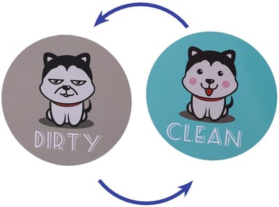 Dailygoods- Magnet Indicator Dubbelzijdig - Flip Magnet Schoon/Vies - Magnetische Sticker - Diameter 8 cm - Grappig Hondenthema - Keuken/Woondecoratie - Vaatwasser Indicator