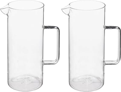 Secret de Gourmet Water Karaf/schenkkan - schenktuit - 2x - glas - 1.5 Liter - D10 x H22 cm
