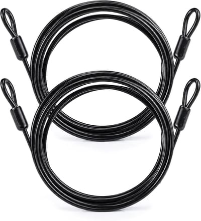 Luskoord Staalkabel met Ogen 3m x 4mm | Zwarte veiligheidskabel voor fiets, aanhanger en gereedschap