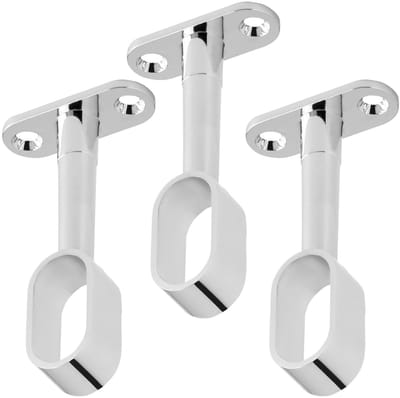 SOTECH 3 stuks Garderobestanghouder voor ovale kledingstangen (30 x 15 mm) Gepolijst chroom in hoogte verstelbaar 84 - 112 mm