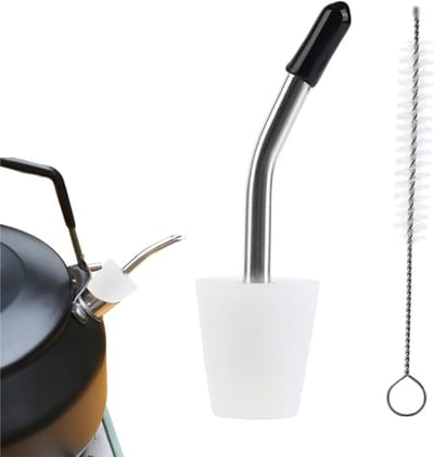 Adapter voor waterkoker, adapter voor lange schenktuit van de waterkoker, met reinigingsborstel, conisch, hittebestendig, diameter 1,5-1,8 cm, voor warme dranken