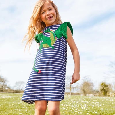 Lente en Zomer Gestreept Kinderprinsessenjurkje Europees en Amerikaans Kort Mouw Meisjesjurkje Ademend en Schattig Kinderjurkje 140CM blue