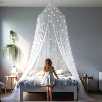 Glow in the Dark Sterren Klamboe voor Kinderkamers - Hemelbed Sluier en Bedtent