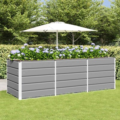 vidaXL - Plantenbak - Lichtgrijs - 240 - x - 80 - x - 75 - cm - Staal