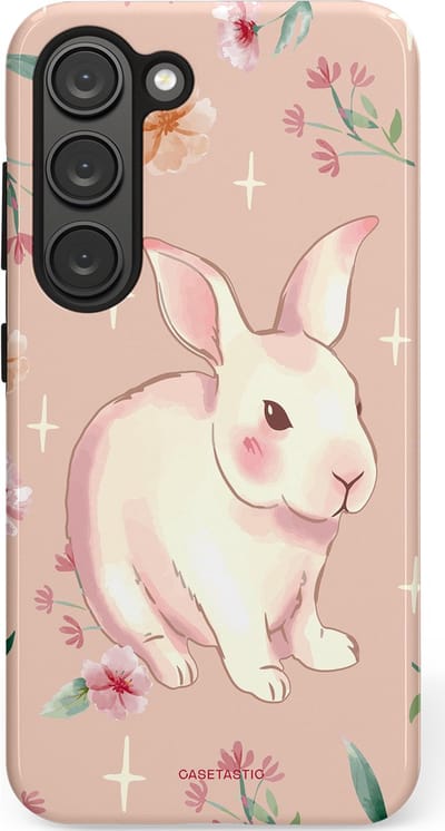 Casetastic Hoesje Geschikt voor Samsung S23 - Stijlvolle Beschermende Duo-layer Case - Schattig konijntje