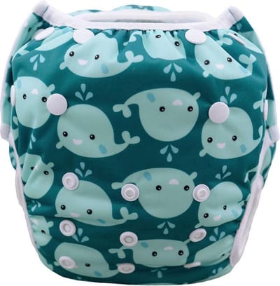 Wasbare Zwemluier – One Size 8–25 kg – Blauw Walvissen – Verstelbaar & Duurzaam