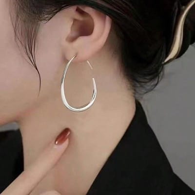 1 paar Koper Materiaal Eenvoudige U-vormige Hoepel Oorbellen voor Vrouwen one-size beige